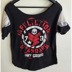 Affliction Lace Shoulder Top